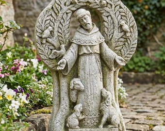 St. Francis Peace Tree Figurine | Avalon Gallery Saint Francis Statue | Catholic Garden Decor | Religious Home Accent