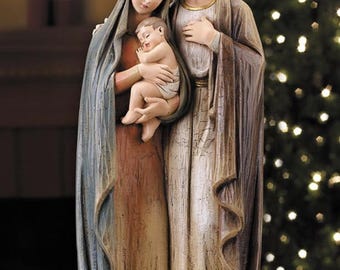 Estatueta da Sagrada Família de 49,5 cm | Grande Estátua Católica da Natividade | Estatueta de Natal de Maria, José e o Menino Jesus