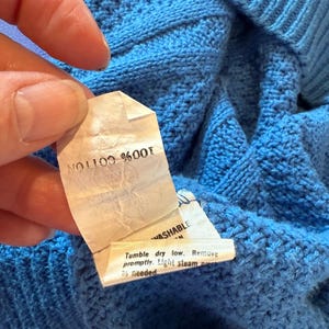 Vintage 80s Pendleton Cable Knit Sweater Royal Blue USA Made Medium Cottagecore image 7