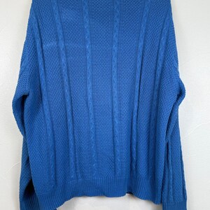 Vintage 80s Pendleton Cable Knit Sweater Royal Blue USA Made Medium Cottagecore image 3