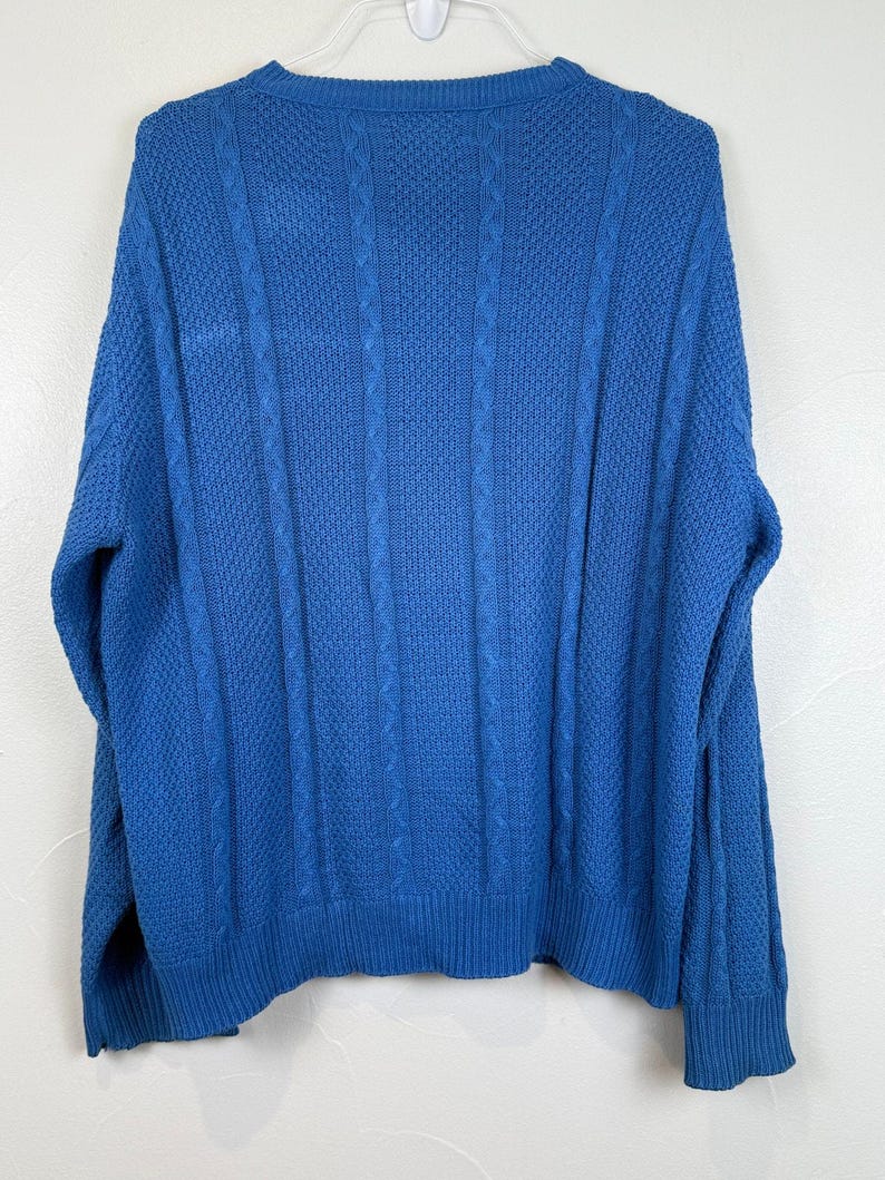 Vintage 80s Pendleton Cable Knit Sweater Royal Blue USA Made Medium Cottagecore image 3