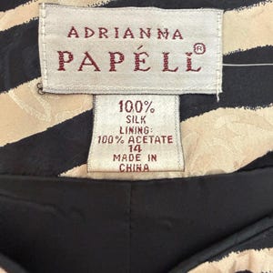 Adrianna Papell Vintage 100% Silk Jacquard Zebra Print Open Front Jacket Size 14 image 2