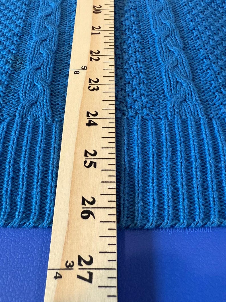Vintage 80s Pendleton Cable Knit Sweater Royal Blue USA Made Medium Cottagecore image 12