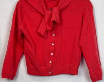 Vintage Ballantyne Peebles 100% Cashmere Cardigan Coral W Bill London Scotland