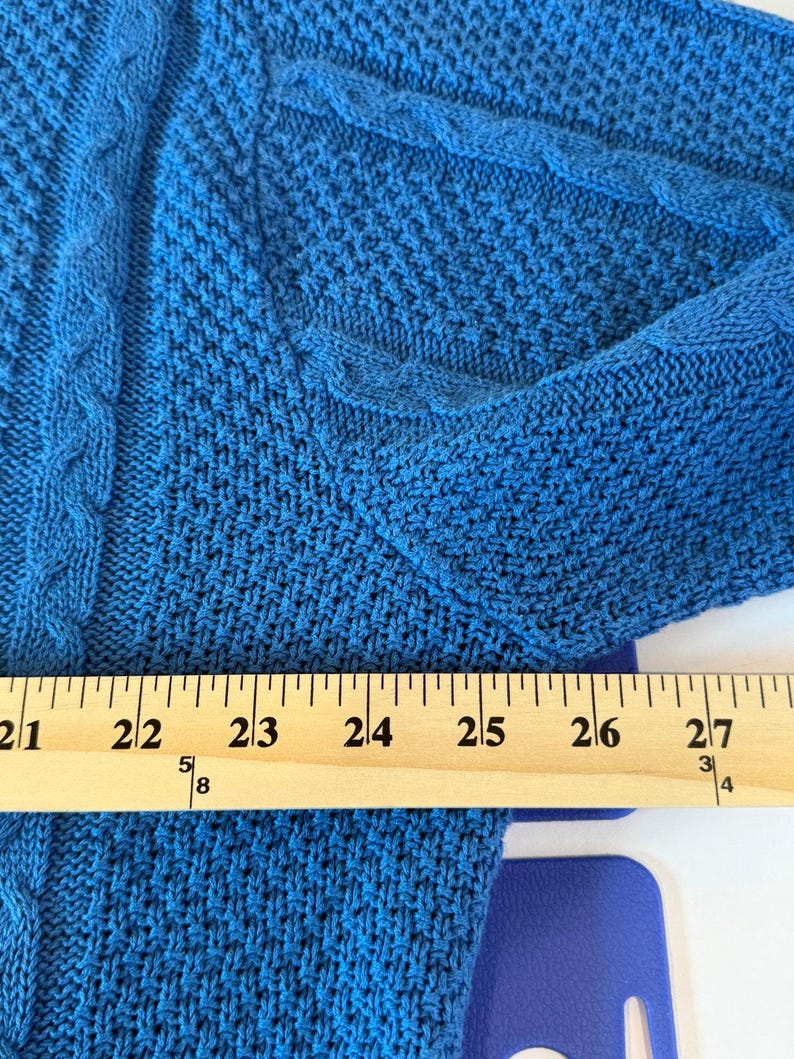 Vintage 80s Pendleton Cable Knit Sweater Royal Blue USA Made Medium Cottagecore image 11