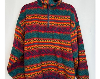 Woolrich Originals Aztec Southwestern fleece tröja med kvarts dragkedja från 90-talet, storlek L