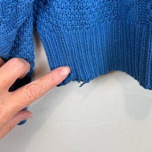 Vintage 80s Pendleton Cable Knit Sweater Royal Blue USA Made Medium Cottagecore image 9