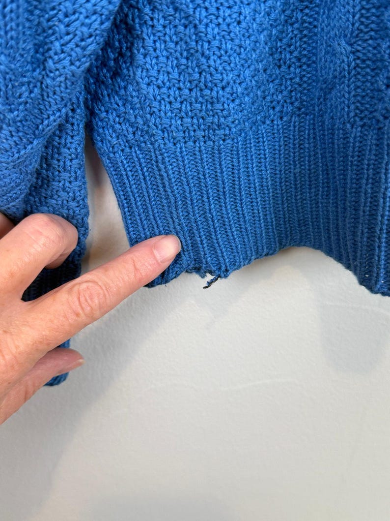 Vintage 80s Pendleton Cable Knit Sweater Royal Blue USA Made Medium Cottagecore image 9