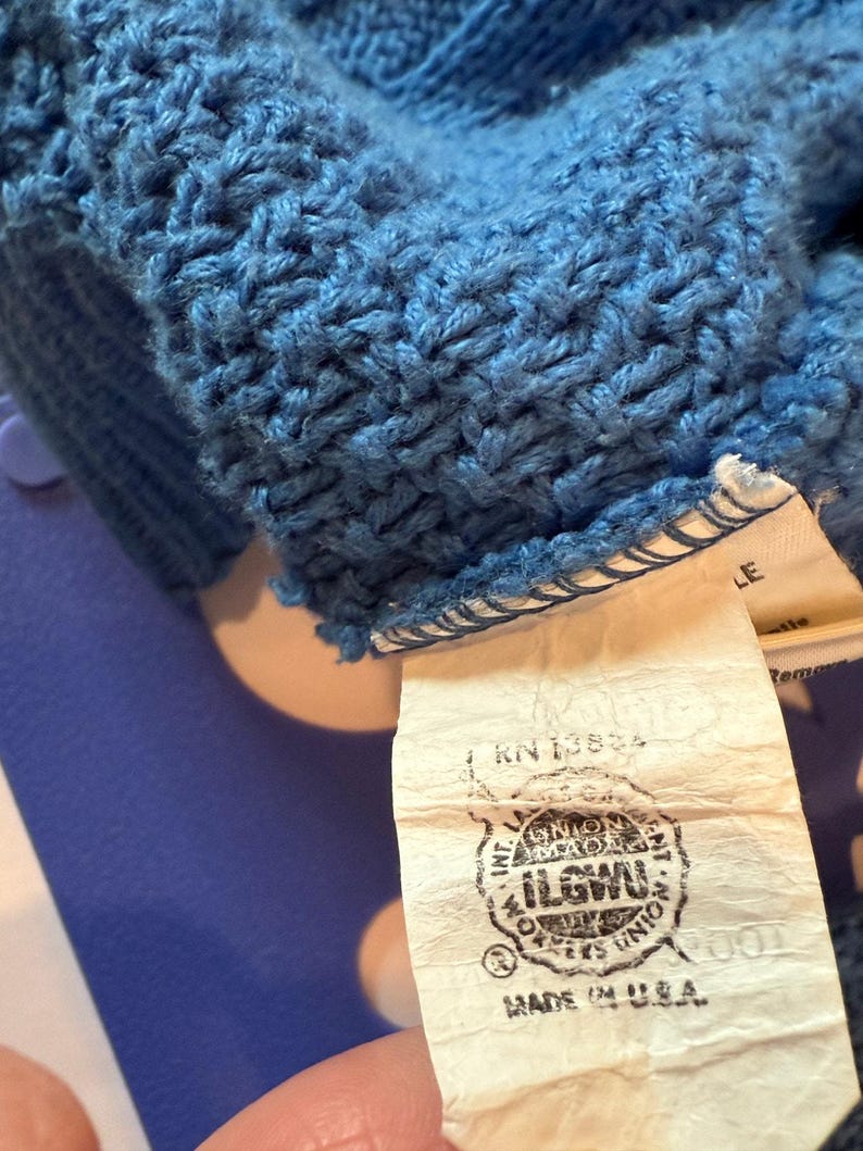 Vintage 80s Pendleton Cable Knit Sweater Royal Blue USA Made Medium Cottagecore image 6