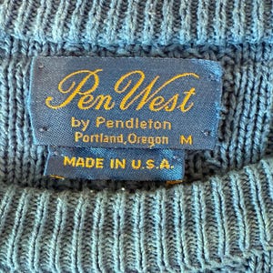 Vintage 80s Pendleton Cable Knit Sweater Royal Blue USA Made Medium Cottagecore image 2