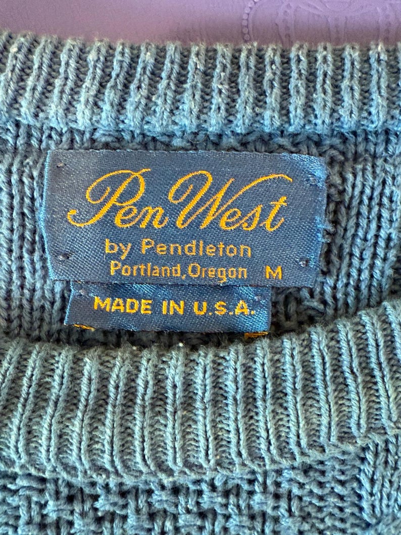 Vintage 80s Pendleton Cable Knit Sweater Royal Blue USA Made Medium Cottagecore image 2