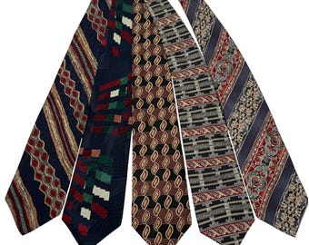 Lote de 5 corbatas de seda de diseñador vintage: Bill Blass, Geoffrey Beene, Courreges