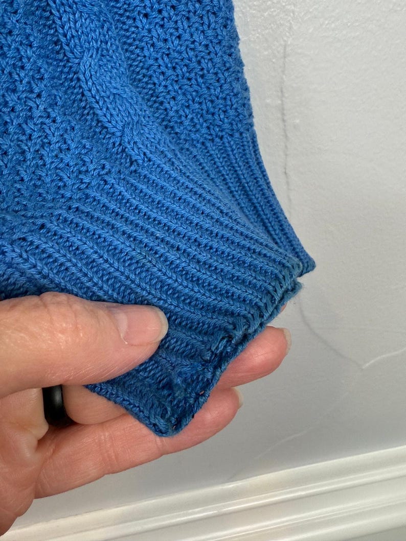 Vintage 80s Pendleton Cable Knit Sweater Royal Blue USA Made Medium Cottagecore image 10