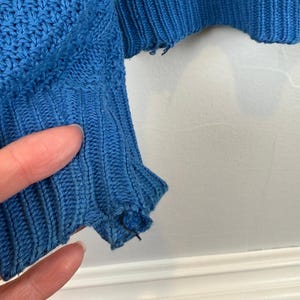 Vintage 80s Pendleton Cable Knit Sweater Royal Blue USA Made Medium Cottagecore image 8