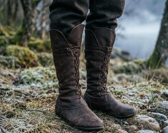 Medieval Viking Boots, Renaissance Fantasy Shoes, Gothic Pirate Cosplay Boots, Steampunk LARP Footwear, Knight Costume Boots