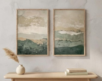 Conjunto de arte Wabi Sabi Mountain: láminas minimalistas de paisajes abstractos, decoración japonesa neutra.
