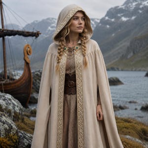 Medieval Hooded Cape, Renaissance Lace Cloak, Fantasy Cosplay Costume