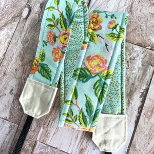 Bright Pink and Blue Rifle Paper Co Floral Camera Strap