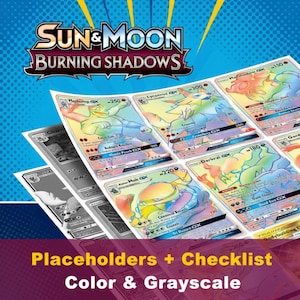Sun & Moon Burning Shadows Master Set Placeholders | Rainbow Rare Charizard Tracker | Pokémon Binder Inserts and Checklist | TCG Organizer