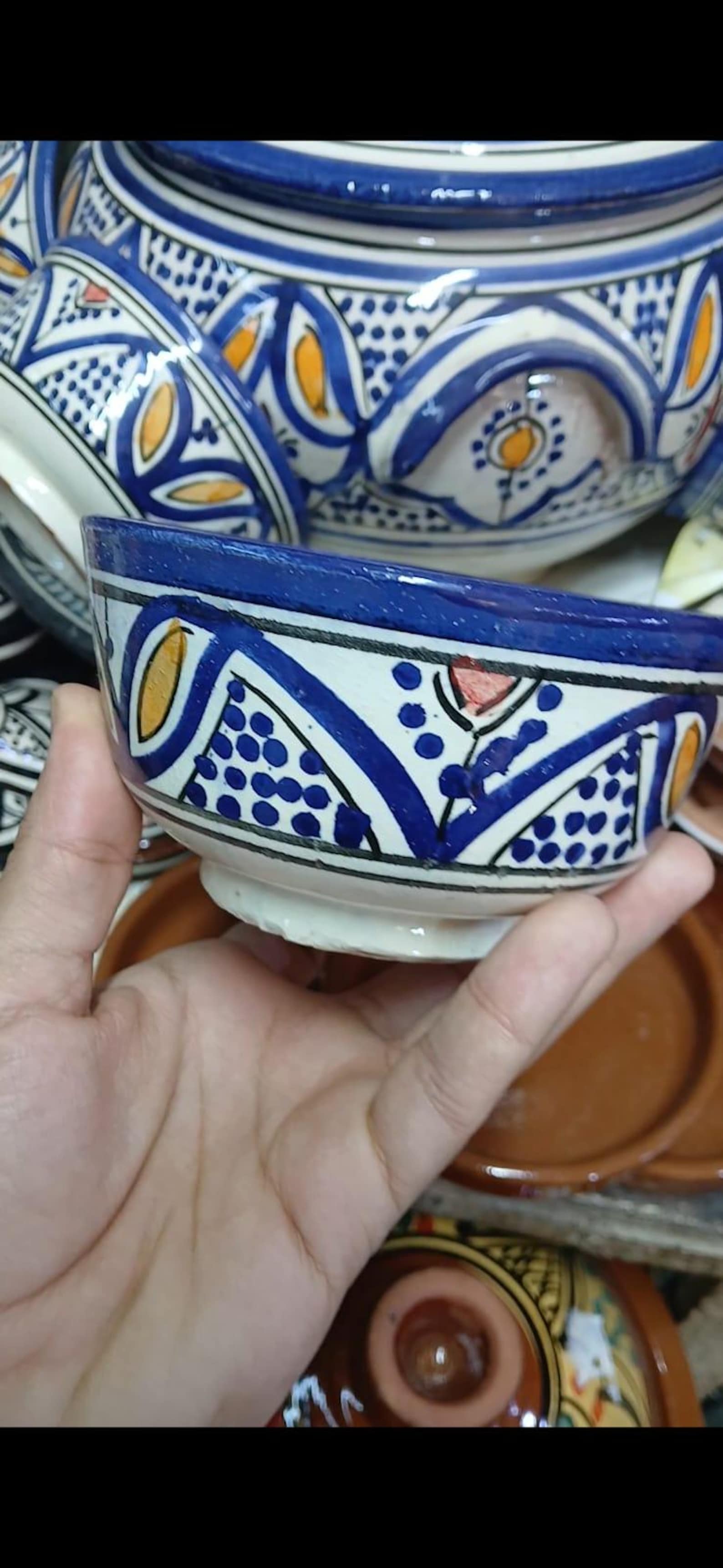Hand-Painted Moroccan Ceramic Soup Tureen Set with Serving Bowls — view 5