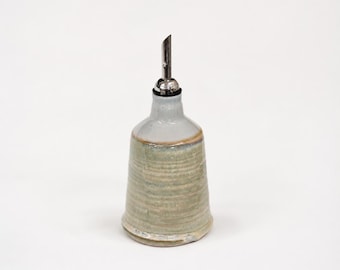 Handmade Ceramic Olive Oil Dispenser | Stoneware Oil Bottle with Stainless Pour Spout