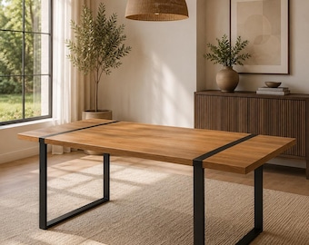 Wood Dining Table, Rectangular Dining Table, Modern Dining Table, Kitchen Table, Farmhouse Dining Table, Wood Grain Table, Industrial Dining