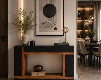 63-Inch Long Console Table, Narrow Entryway, Two-Tier Wooden Sofa Table
