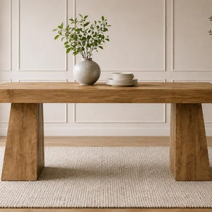 Handmade  Farmhouse Wooden Coffee Table, 47 Inch Rustic Rectangle Living Room Center Table