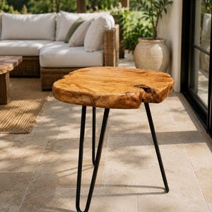 Handmade  Live Edge Cedar  Root Side Table, Solid Wood Accent Nightstand stable