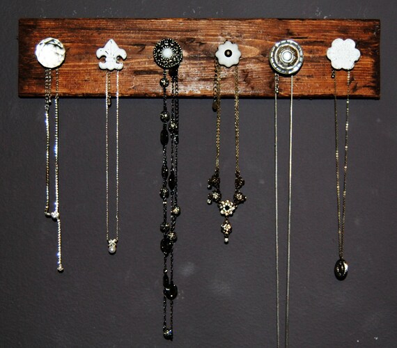 Items similar to Original White & Silver Knob Jewelry Holder Organizer