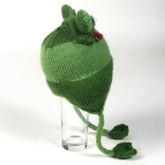 Green Frog Knit Hat for Women Let\'s Your Ponytail Hang Out In The Back Pattern-knit Frog Hat - Etsy main image 3