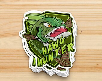 Hawg Hunter - Largemouth Bass Fishing Decal - Cool Largemouth Bass Sticker