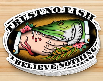 Trust No Fish - Tattoo Musky Sticker - Cool Musky Decal