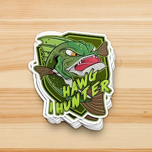 Hawg Hunter - Largemouth Bass Fishing Decal - Cool Largemouth Bass Sticker