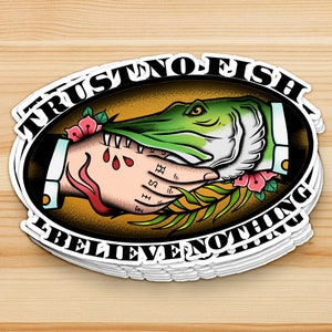 Trust No Fish - Tattoo Musky Sticker - Cool Musky Decal