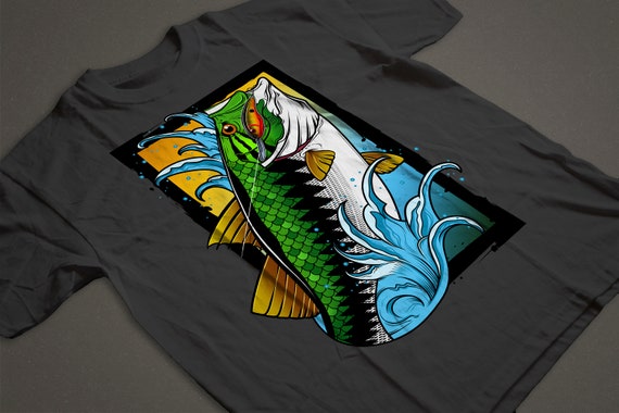 Buy Fishing T-shirt, Largemouth Bass Fishing Shirt, Fishing Gift Men,  Jumping Bass Short-sleeve Tee Online in India 