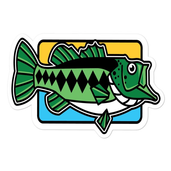 Buy Bass Fishing Sticker, Colorful Largemouth Bass Sticker Online