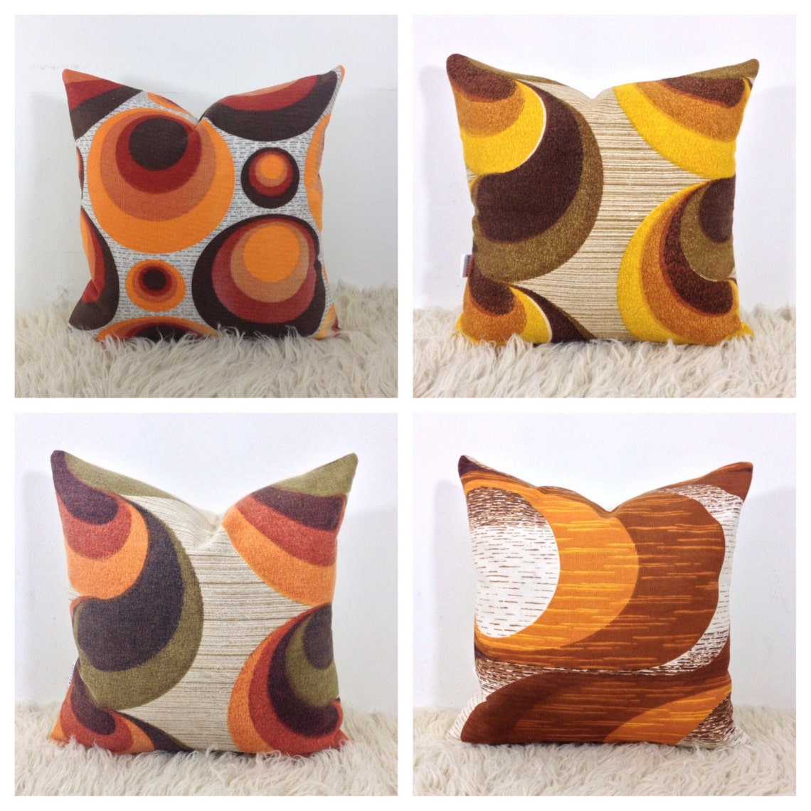 Cushion Cover 1970s Vintage Fabric 16 x 16 Retro Etsy