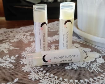 Naked Lip Balm Trio | Choose Your Flavors | Hydrating Lip Balm Set | Shea Butter, Castor Oil & Vitamin E | Soft, Smooth Lips