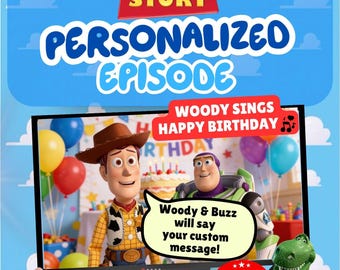 Mensaje de vídeo de Toy Story / Vídeo de cumpleaños personalizado de Woody y Buzz / Saludo personalizado de Toy Story / Invitación de Toy Story