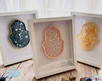 Handcrafted Hamsa Wall Art | Modern Jewish Home Blessing, Resin Decor