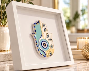 Handcrafted Hamsa Wall Art | Modern Jewish Home Blessing, hamsa decor