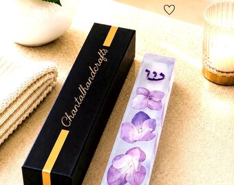 Personalized Lavender Floral Mezuzah Case | Handmade Resin Judaica | Peel & Stick | Jewish Housewarming Gift | Modern Home Decor
