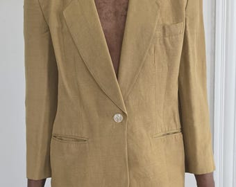 Vintage Giorgio Sant Angelo Blazer | Mustard Yellow Linen Blend Sport Coat