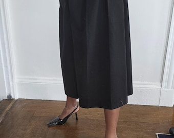 Pantalones culotte plisados negros Pandora estilo vintage de los años 70, de pierna ancha, fabricados en EE. UU.