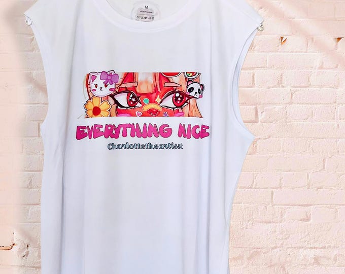 Mizuki (Everything Nice) Original Art Kawaii Sleeveless Workout Shirt Size Medium Unisex