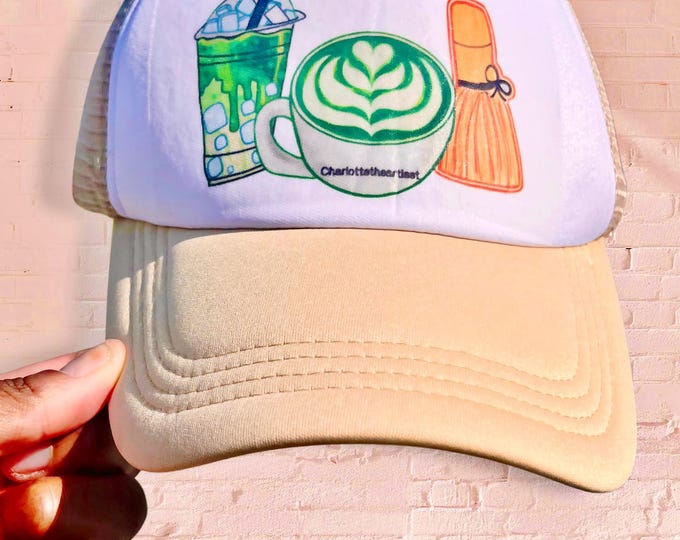Just A Girl Who Likes Matcha Original Art Trucker SnapBack Mesh Cap