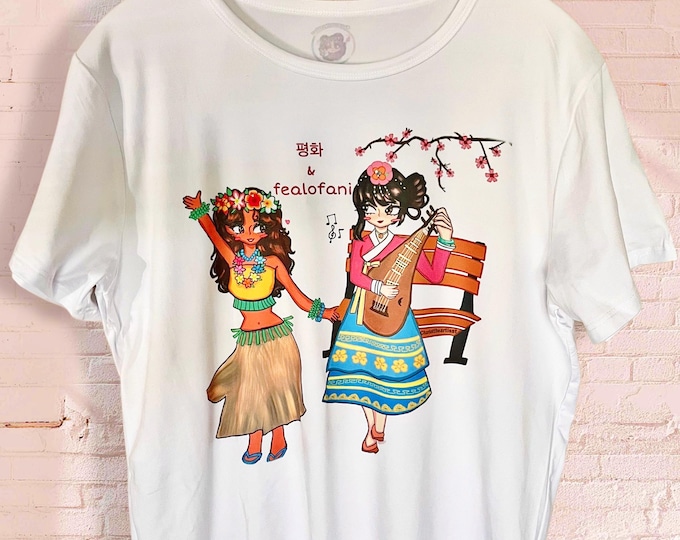 평화 & Fealofani (AAPI) Original Art Polyester Unisex T-shirt size Medium Unisex