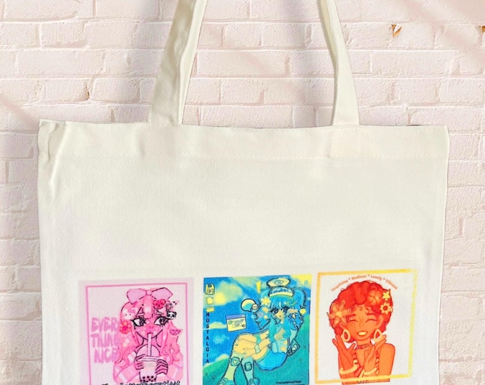 Retro Trio Original Art Tote Bag Anime Kawaii Pop Art