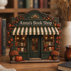 Bloc en bois personnalisé pour librairie, décoration d'étagère personnalisée pour librairie, décoration de coin lecture d'automne, cadeau pour amoureux des livres, décoration d'étagère d'automne